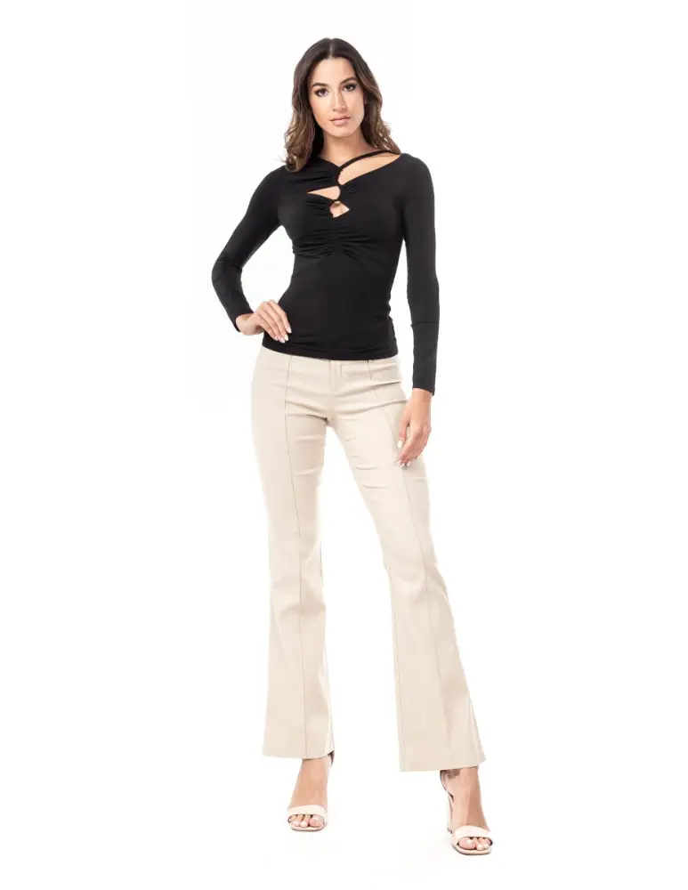 Blusa asimetrica manga larga online